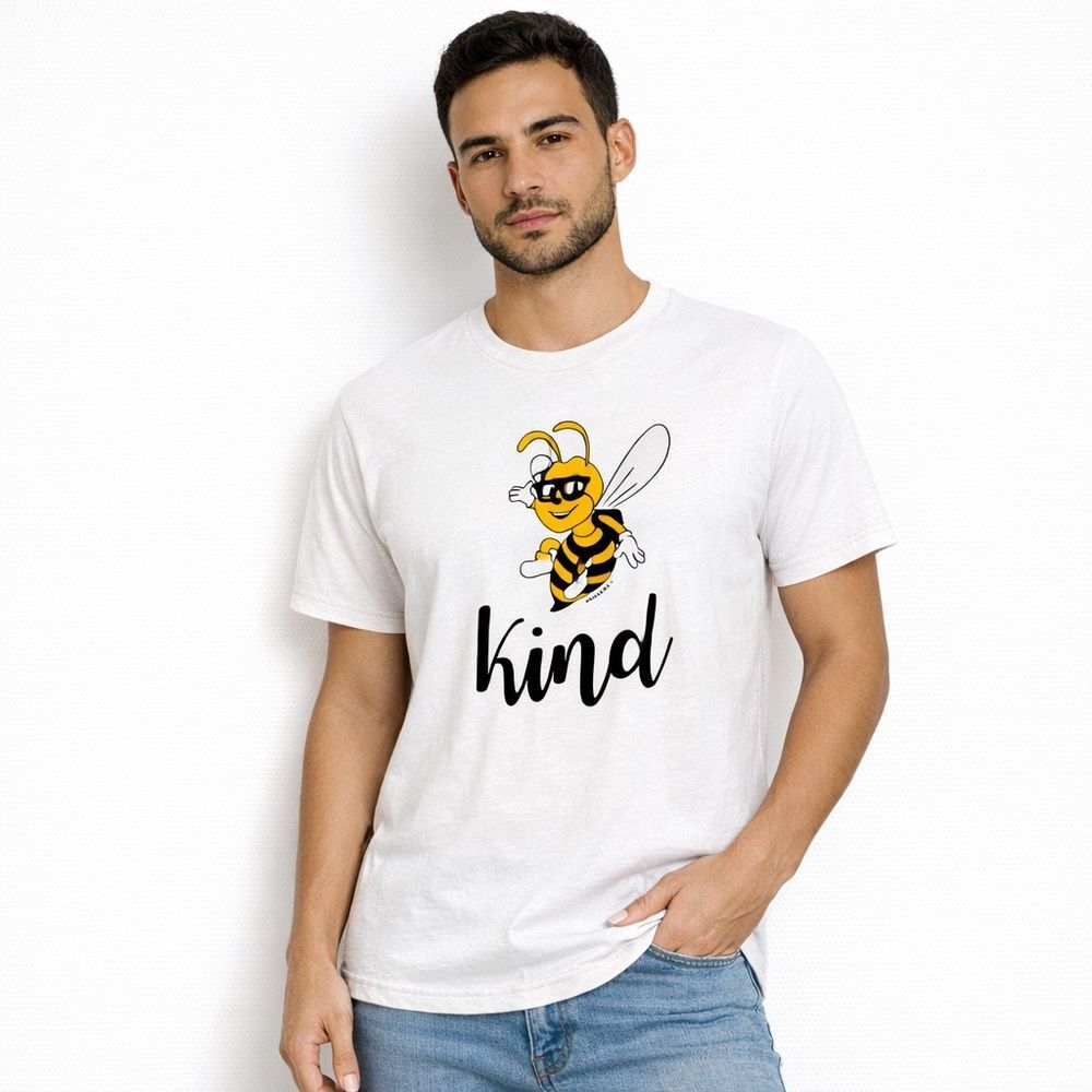 Vintage 90’s Y2K White Graphic T-Shirt with Bee Design Bee Kind